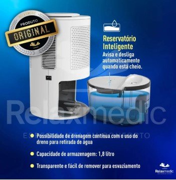 Desumidificador Relaxmedic Air Ion Plus 1,8L Antimofo