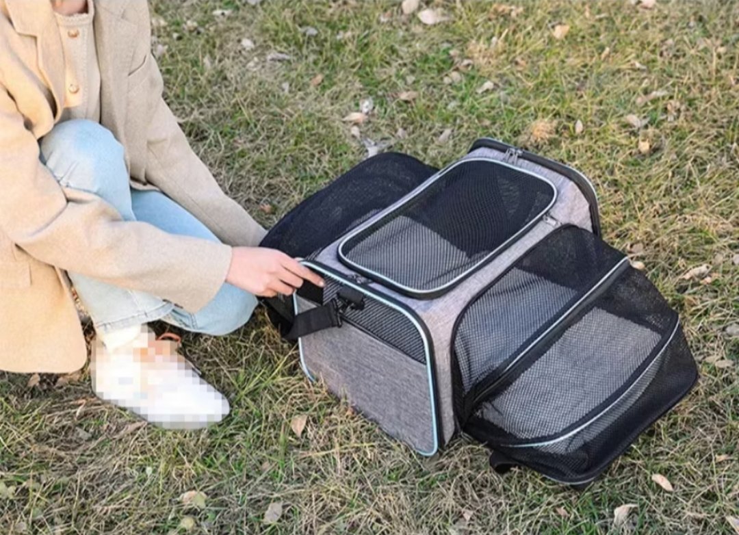 bolsa pet expansível transporte viagem carro avião
