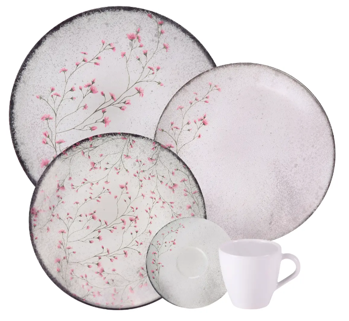 Aparelho de Jantar Tramontina Floralis Porcelana 20 Peças