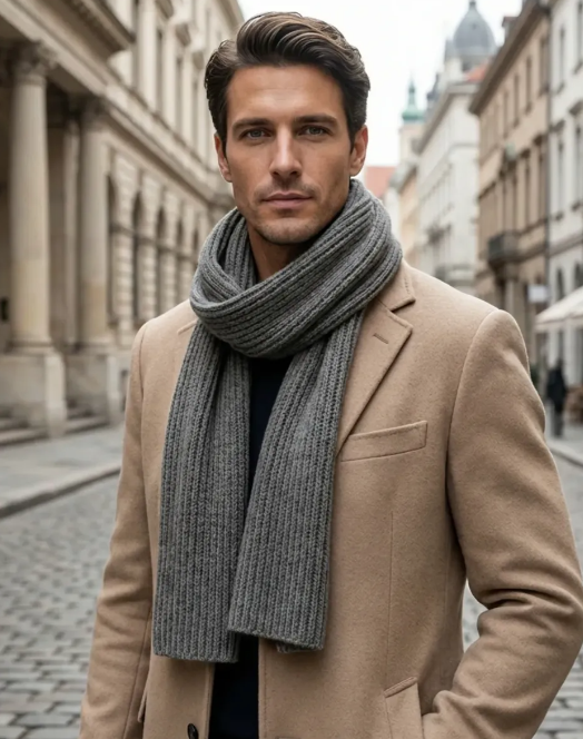 Cachecol Masculino Elegante Tricot Quentinho Inverno 5 cores