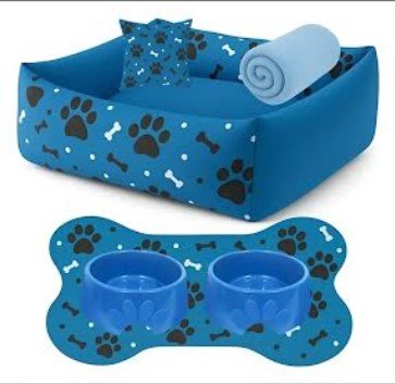 loja pet para cães caminha kit manta tapete comedouro