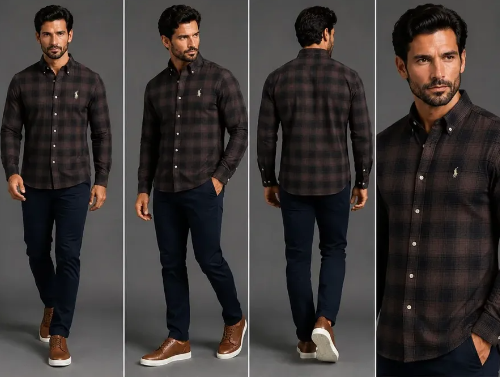Camisa flanelada masculina para inverno combinada com jeans, inspiração de look casual para dias frios.