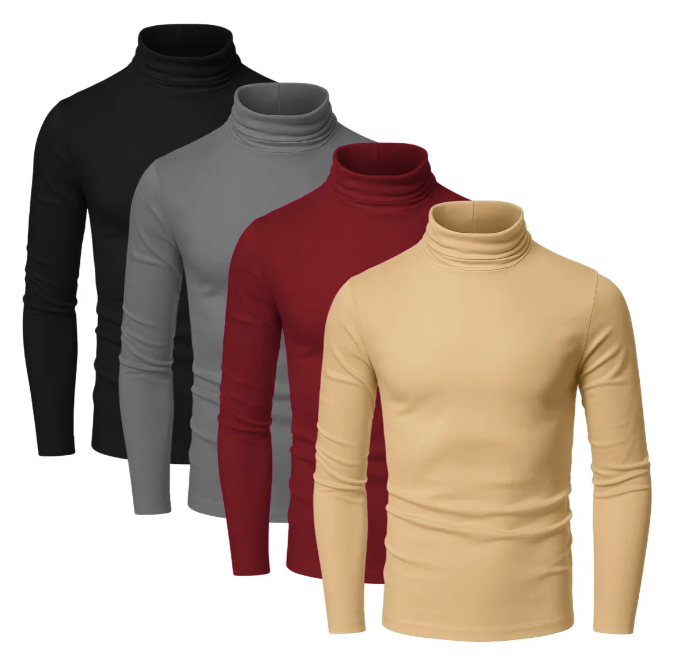 Kit 4 Blusa Cacharrel Masculino Gola Alta Canelado inverno masculino 2026