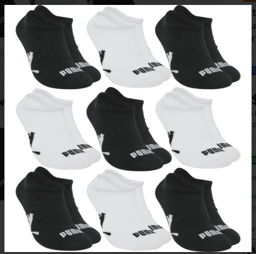 Kit 9 Pares Meias Invisível Puma Sapatilha Soquete Original