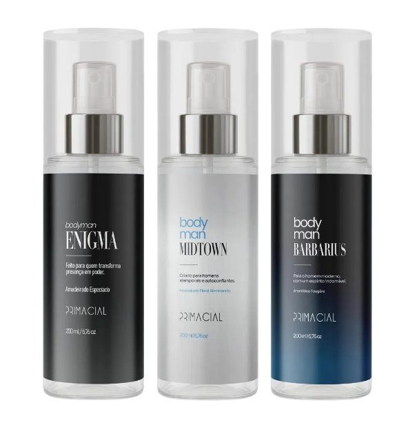 Kit Body Splash Masculino Barbarius Enigma Midtown 200ml