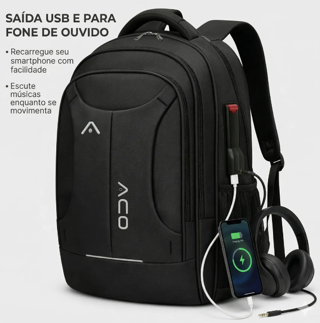 Mochila Notebook Masculina Reforçada Executiva Anti Furto 35L