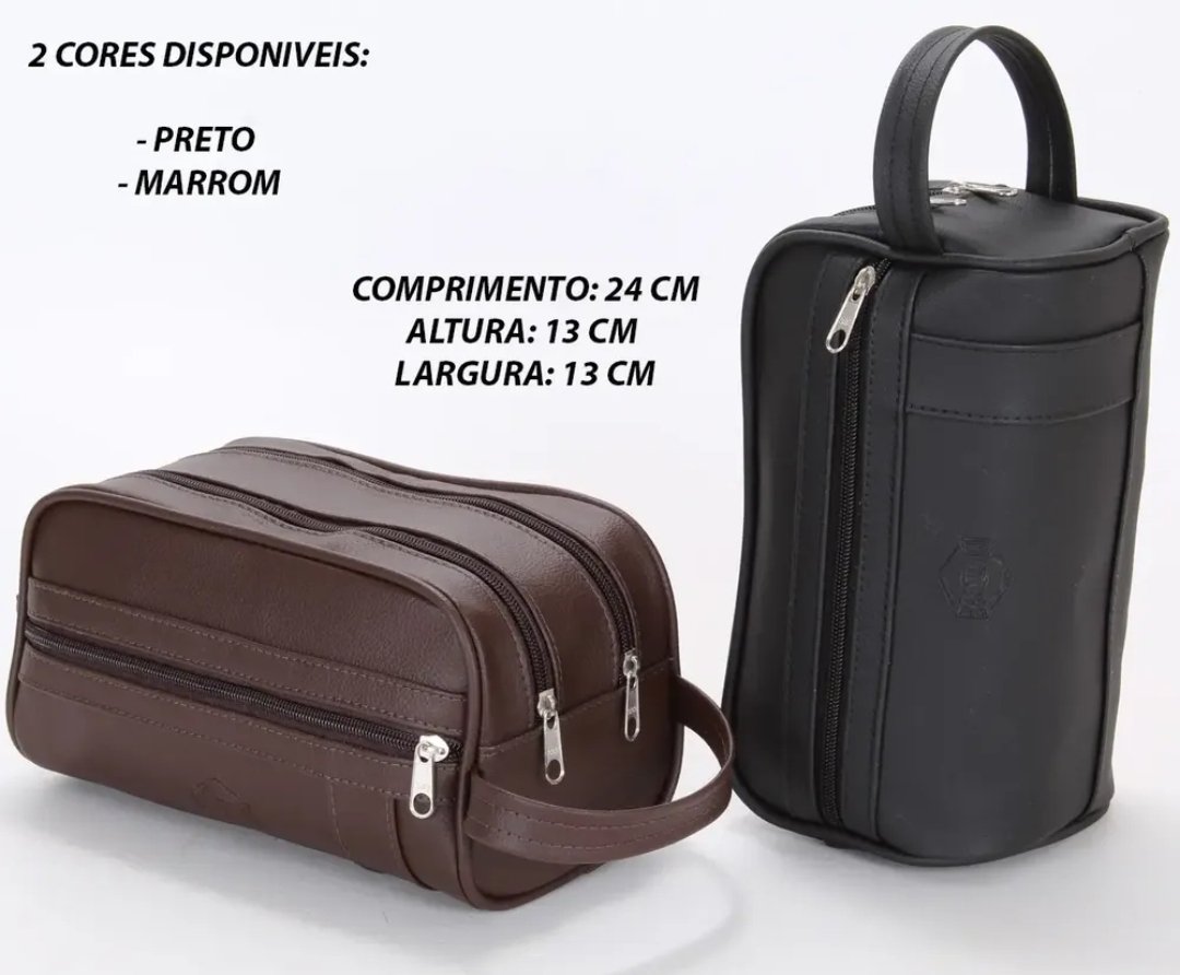 Necessaire Masculina Bolsa Porta Objeto Viagem Couro