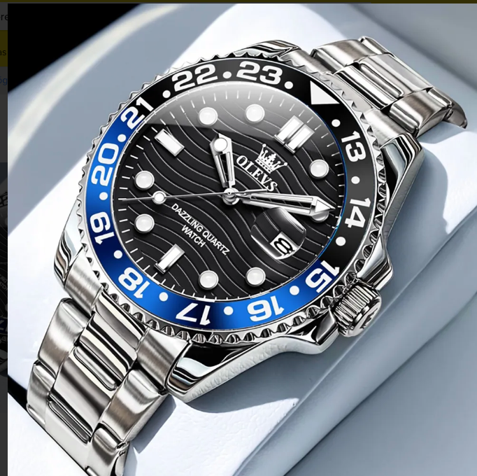 Olevs Relógio Masculino Original Luxo Prata Aço Quartzo 3610